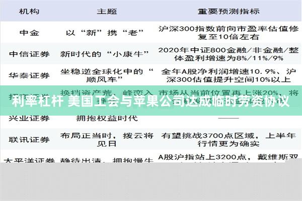 利率杠杆 美国工会与苹果公司达成临时劳资协议