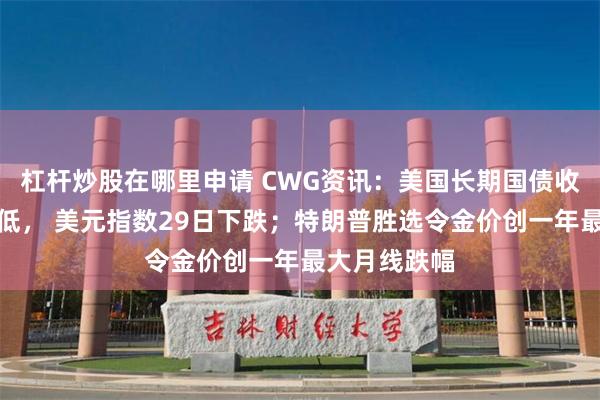 杠杆炒股在哪里申请 CWG资讯：美国长期国债收益率明显走低， 美元指数29日下跌；特朗普胜选令金价创一年最大月线跌幅